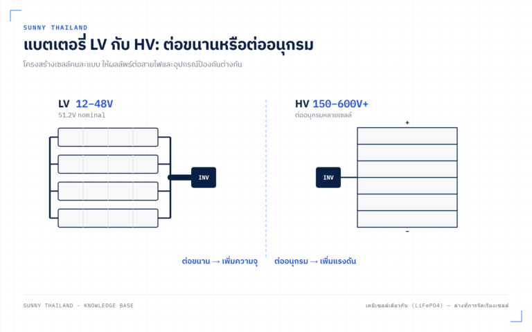 แบตเตอรี่ LV กับ HV เลือกอย่างไร: อธิบายด้วยไฟฟ้าและต้นทุนจริง